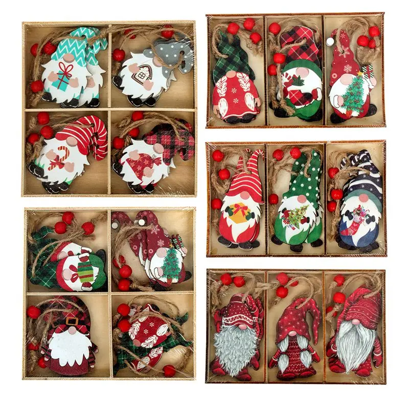 Christmas Gnomes Wooden Pendants Merry Christmas Decorations For Home 2024 Xmas Tree Christmas Ornaments Navidad New Year Gift