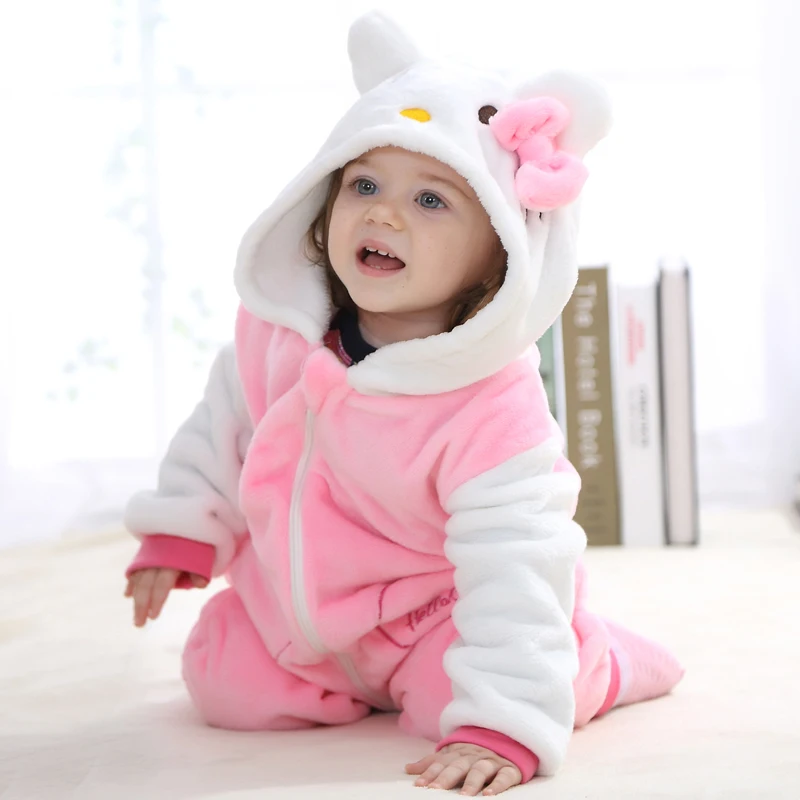 Autumn Winter Baby Rompers Cute Style Baby Coral Fleece Brand Hoodies Jumpsuit Baby Girls Boys Romper Newborn Clothing Outwear