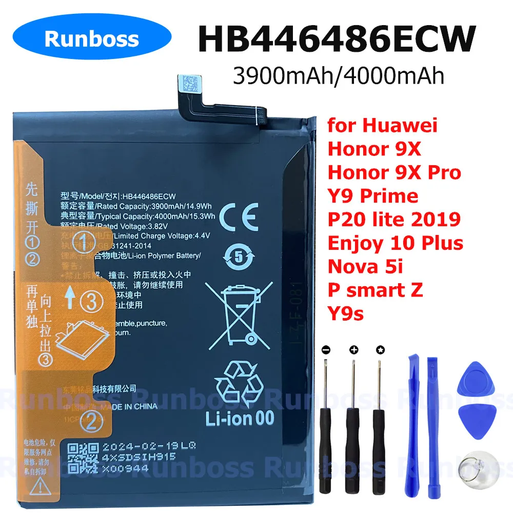 New HB446486ECW 4000mAh Battery For Huawei Honor 9X STK-LX1 STK-LX2 STK-L22 HLK-LX1 HLK-L21 HLK-L41 HLK-AL00 HLK-AL00 HLK-TL00