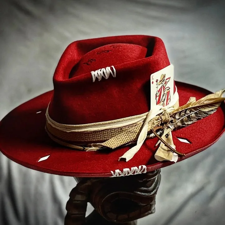 

Wool Hat with Ribbon Decoration, European and American Fashion, Versatile, Retro Distressed Style Wool Felt Hat