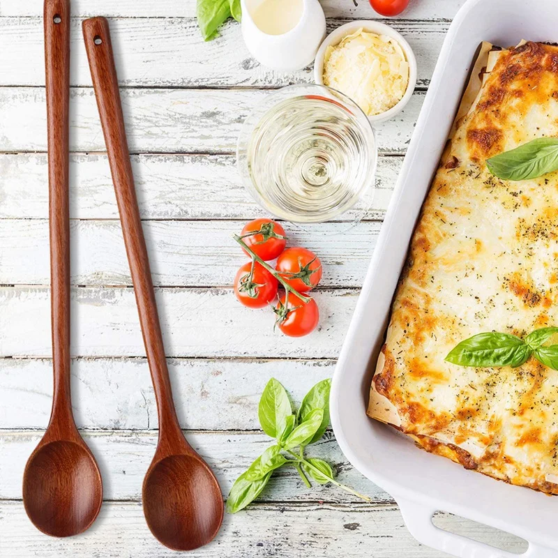 ช้อนไม้ A45M 3 ชิ้น ช้อนคนอาหาร ช้อนเสิร์ฟซุป ด้ามยาว สำหรับครัว ใช้คนอาหาร เสิร์ฟอาหาร ทำอาหาร