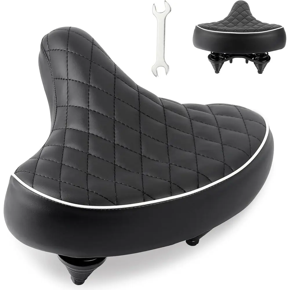 

Wide Comfortable Oversized Bike Seat for Men and Women, Suitable for E-Bikes, Cruisers, MTBs, City Bikes, Tricycles, and Exercis