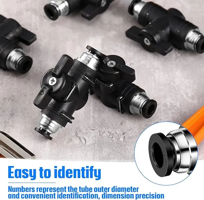 BUC-8/4/6/10/12/14/16mm Air Pipe Manual Switch Ball Valves Pneumatic Joint Plastic Hand Valve