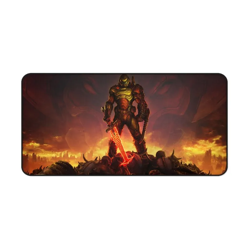 لوحة ماوس الألعاب DOOM: حصيرة مكتب LED RGB، هدية للاعبين #4
