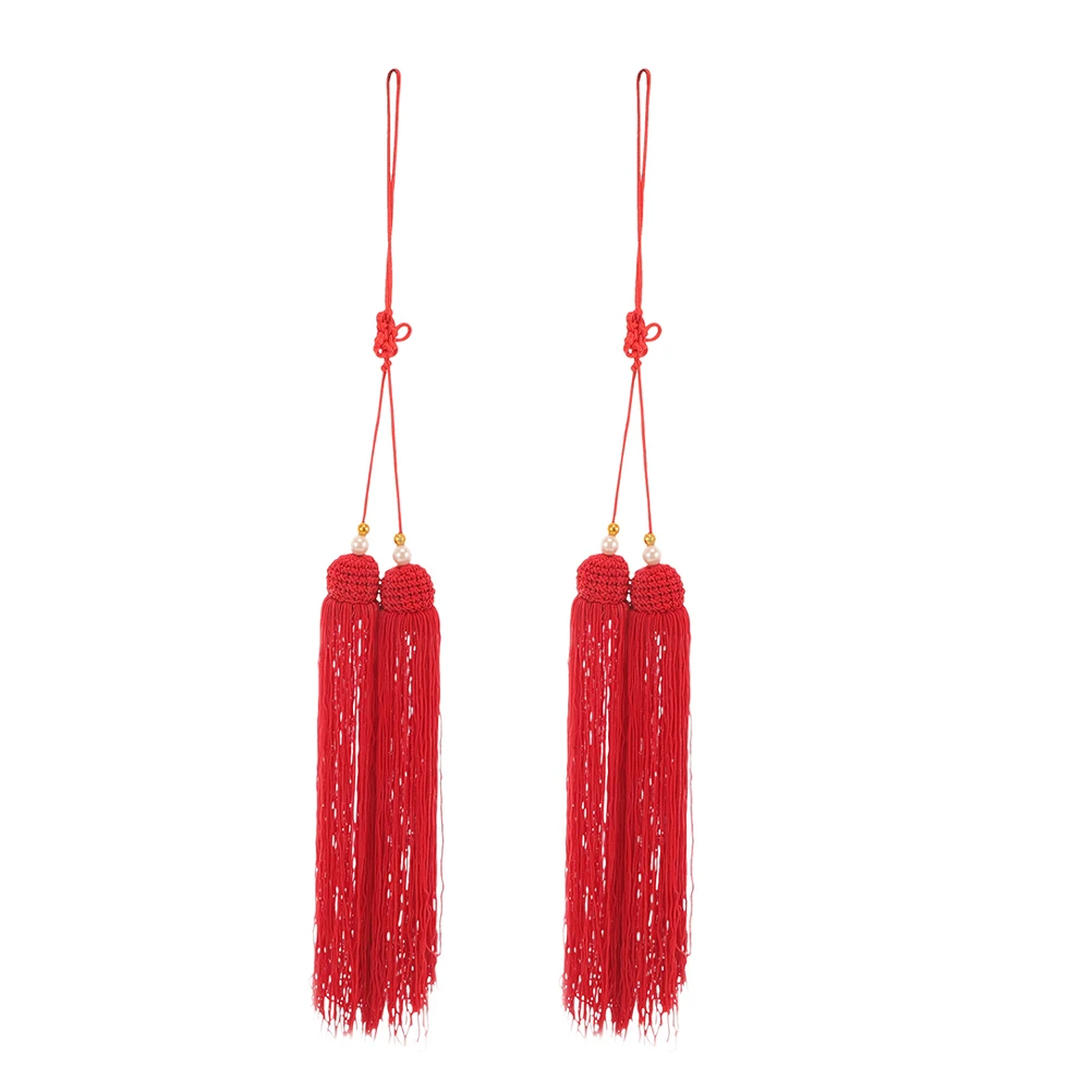 

2pcs Martial Arts Sword Tassel Red Cloth Fringe Hanging Decor Tai Chi Training Competition Pendulum Ornament