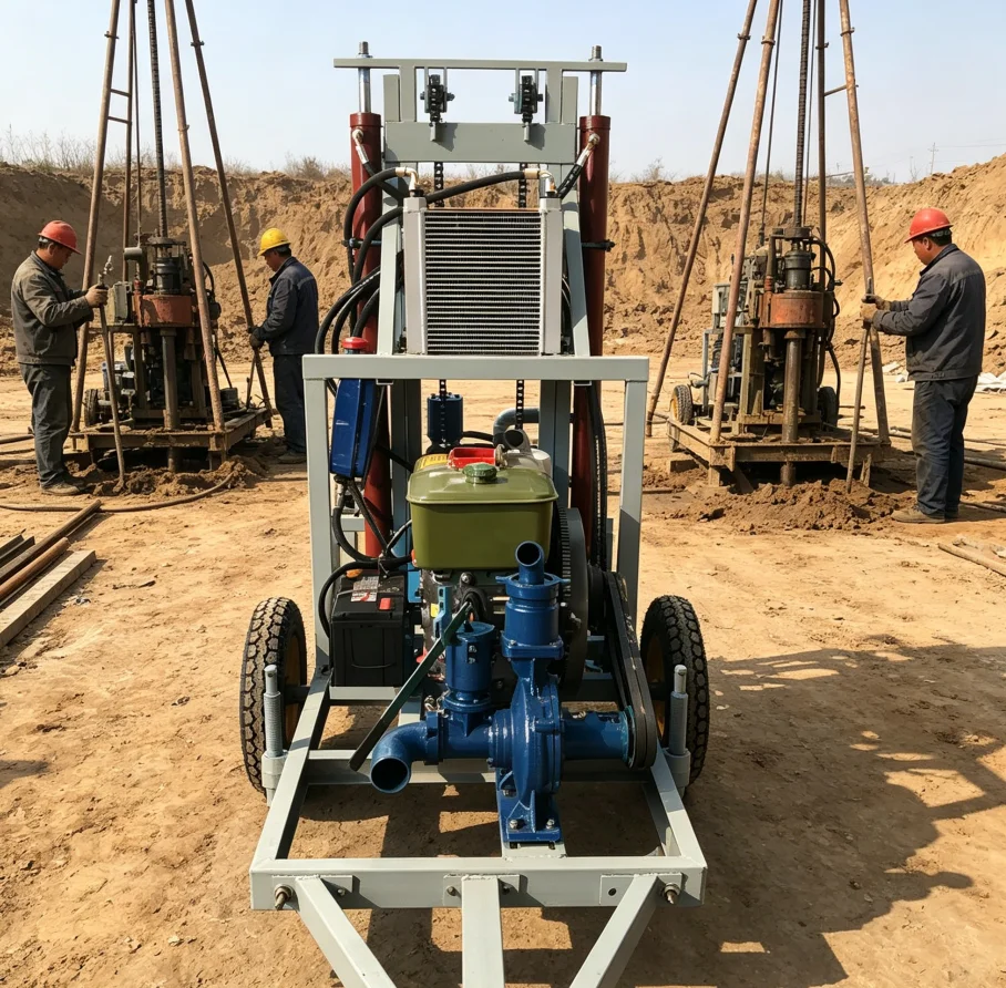 Mobile Trailer Water Well Drilling Rig Light Weight 120m Hydraulic Borehole Drill for Well Irrigation  Digging  Wholesale MRQ