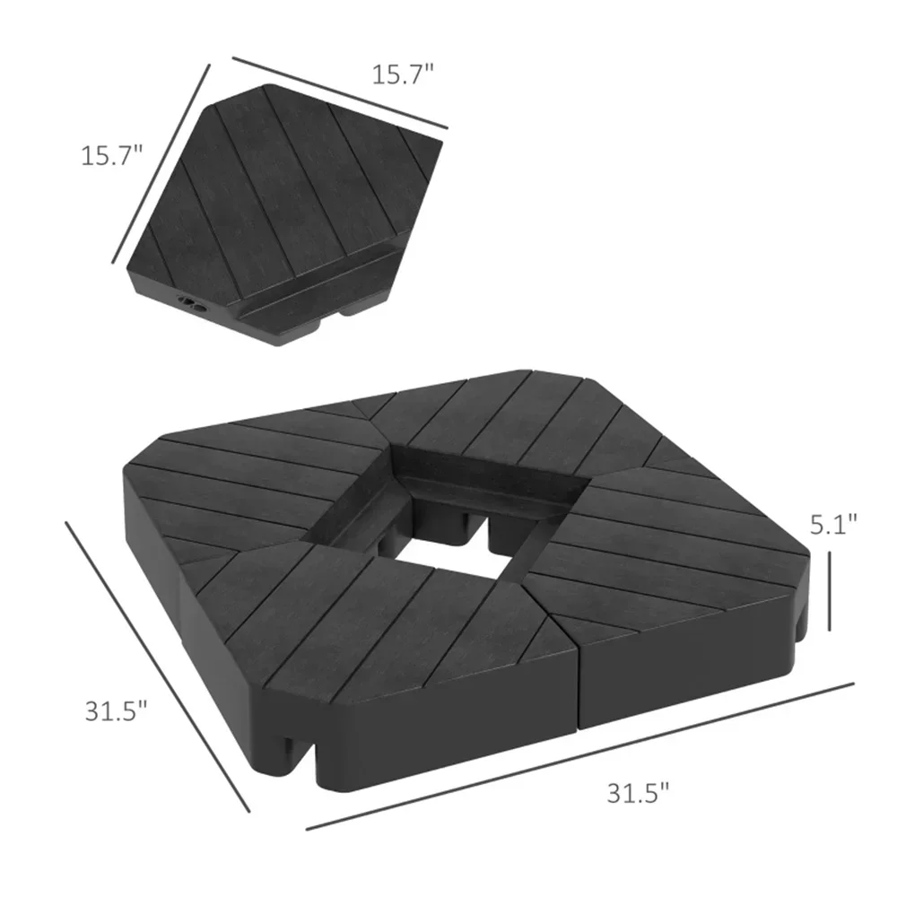 Scafild | 4-Piece Patio Offset Umbrella Base Stand, Heavy-Duty Sand Filled Patio Umbrella Base - Black