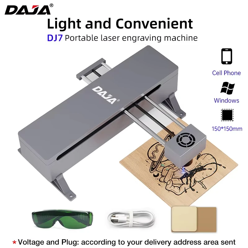 DAJA DJ7 7W 15W Laser Engraving Machine Small laser engraving machine Cutting machine PC application connected 1.4KG 220V