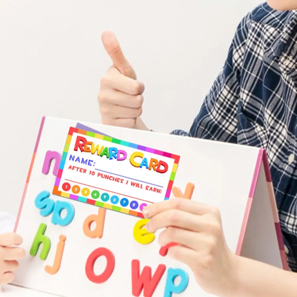 50 Pcs Cartoon Encouraging Cards 's Reward Punch Convenient Classroom System Accumulating