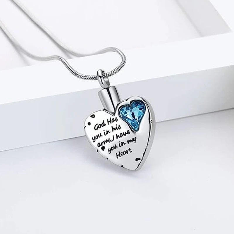 Heart Cremation Jewelry for Ashes Urn Necklace with 12Color Birthstones Ash Necklace Memorial Cremation Necklaces for Women