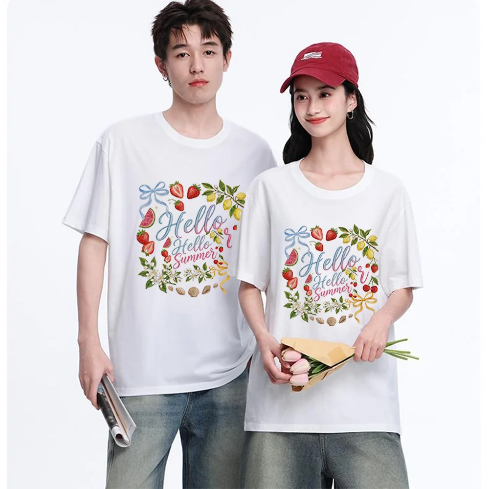 Fruit Strawberry Lemon Cherry Watermelon Printed T Shirt Breathable Fabric S-XXL Personalized Custom Casual Short Sleeve Tee Aes