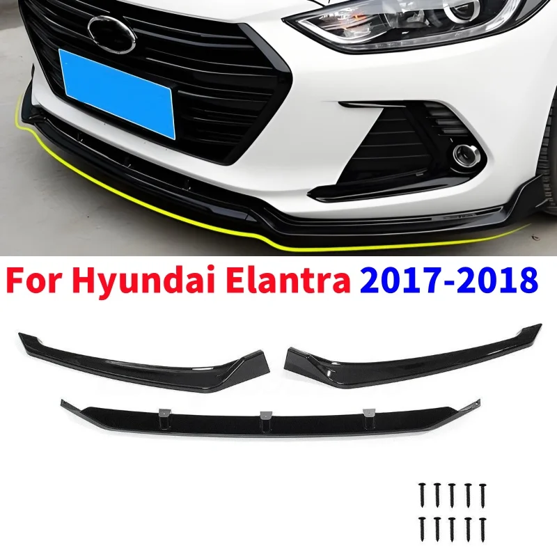 

3pcs/set Car Front Bumper Lip Body Kit ABS Spoiler For Hyundai Elantra 2017-2018