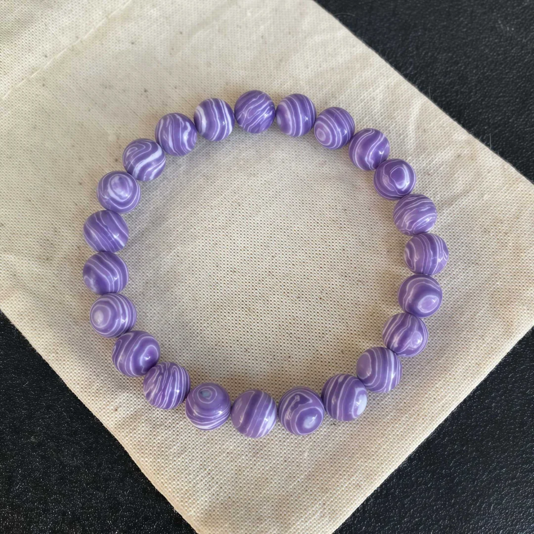 Purple Striped Healing Bracelet for Anxiety Depression Relief Emotional Balance Unisex Meditation Calming Stone Jewelry Gift