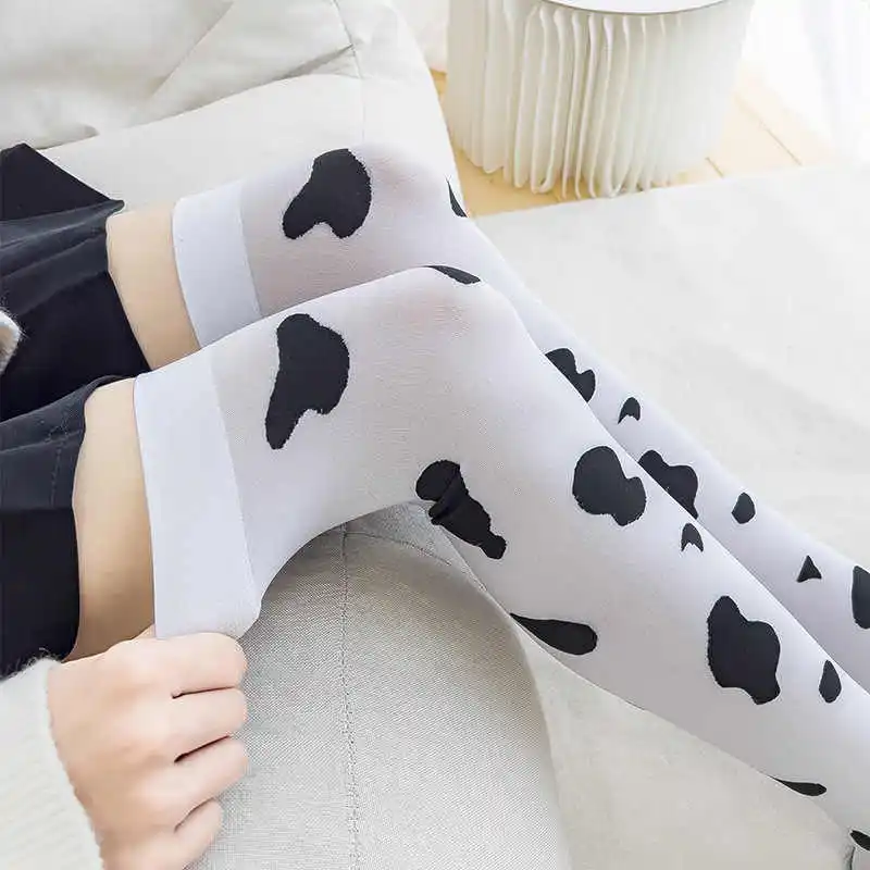 Гольфы в стиле Лолиты с коровьим принтом JK, носки до бедра, женские чулки, сексуальное женское белье, длинные носки, чулки до бедра, женские чулочно-носочные изделия