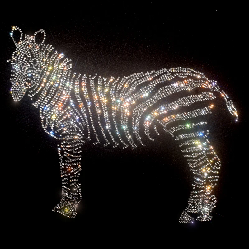 Shiny zebra, fashionable large fabric patch, hot diamond sequin, DIY clothes, T-shirt, decorative patch, clothing accessories