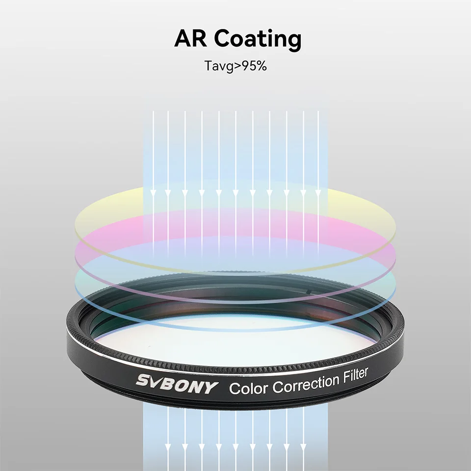Imagem -02 - Svbony Sv231 Filtro de Correção de Cor para Telescópio M48x0.75 Rosca Dupla Comprimento de Onda de 3001200nm com Revestimento Antirreflexo ar