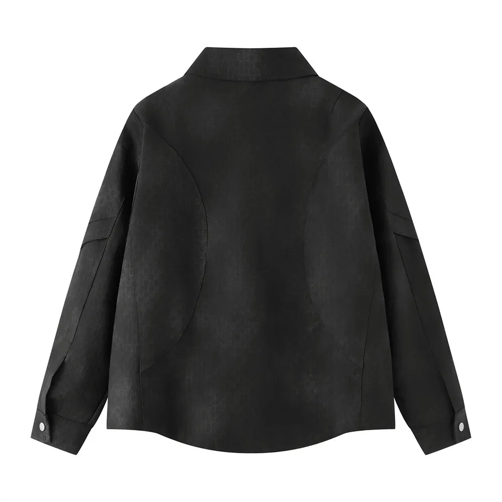 MWJLPWQ Dark Pattern Distressed Leather Jacket For Men Trendy Punk Design Deconstructed Lapel Tops 2026 Autumn Trendy 20460