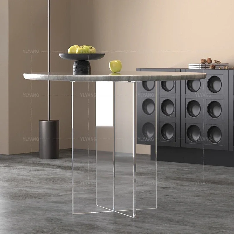 Transparent cross-shaped suspended acrylic table legs DIY custom round table round rock slab bracket foot table corner hair