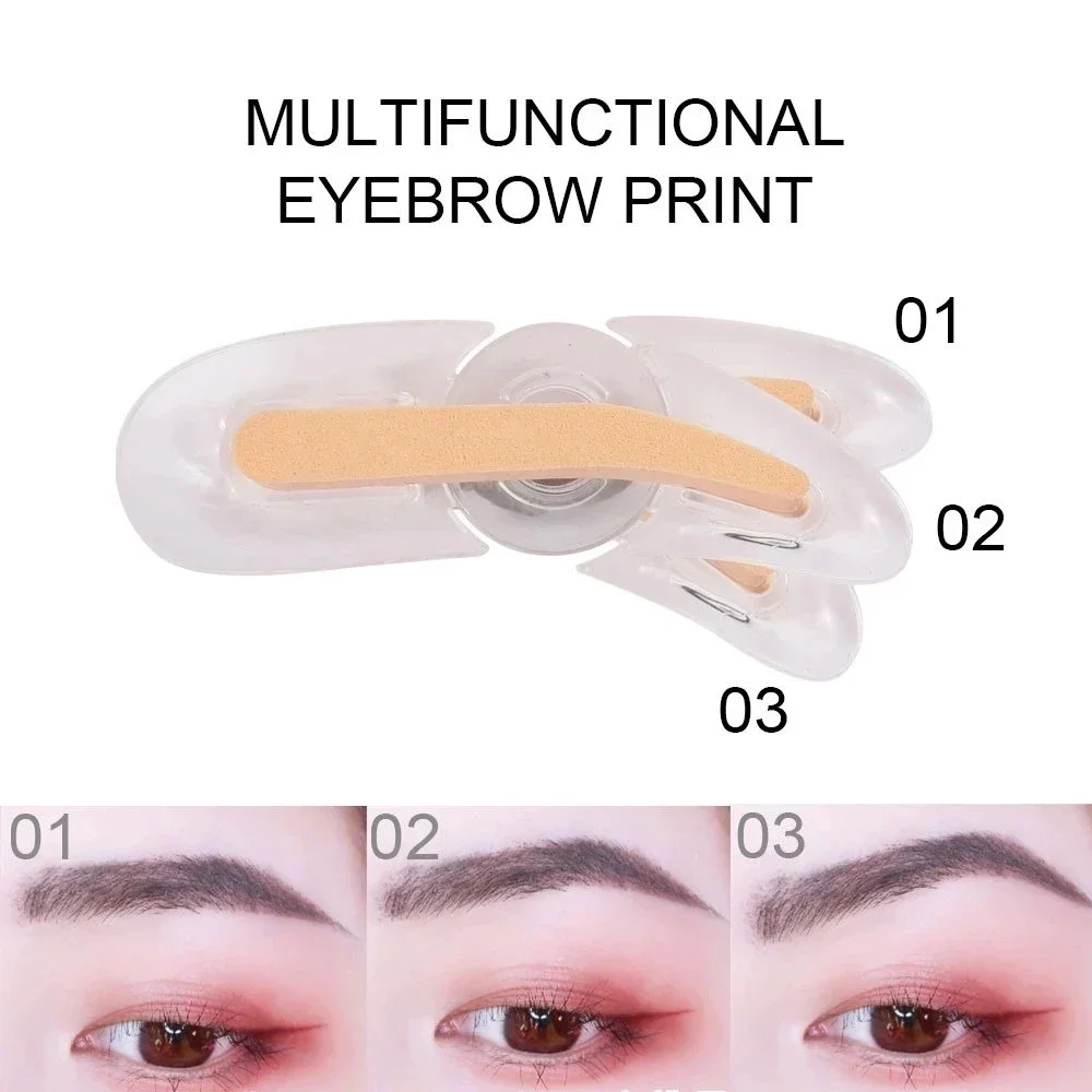 Plantillas ajustables para cejas, 1 piezas, esponja de sello, polvo de cejas de dos colores con cepillo para cejas, paleta de polvo para cejas