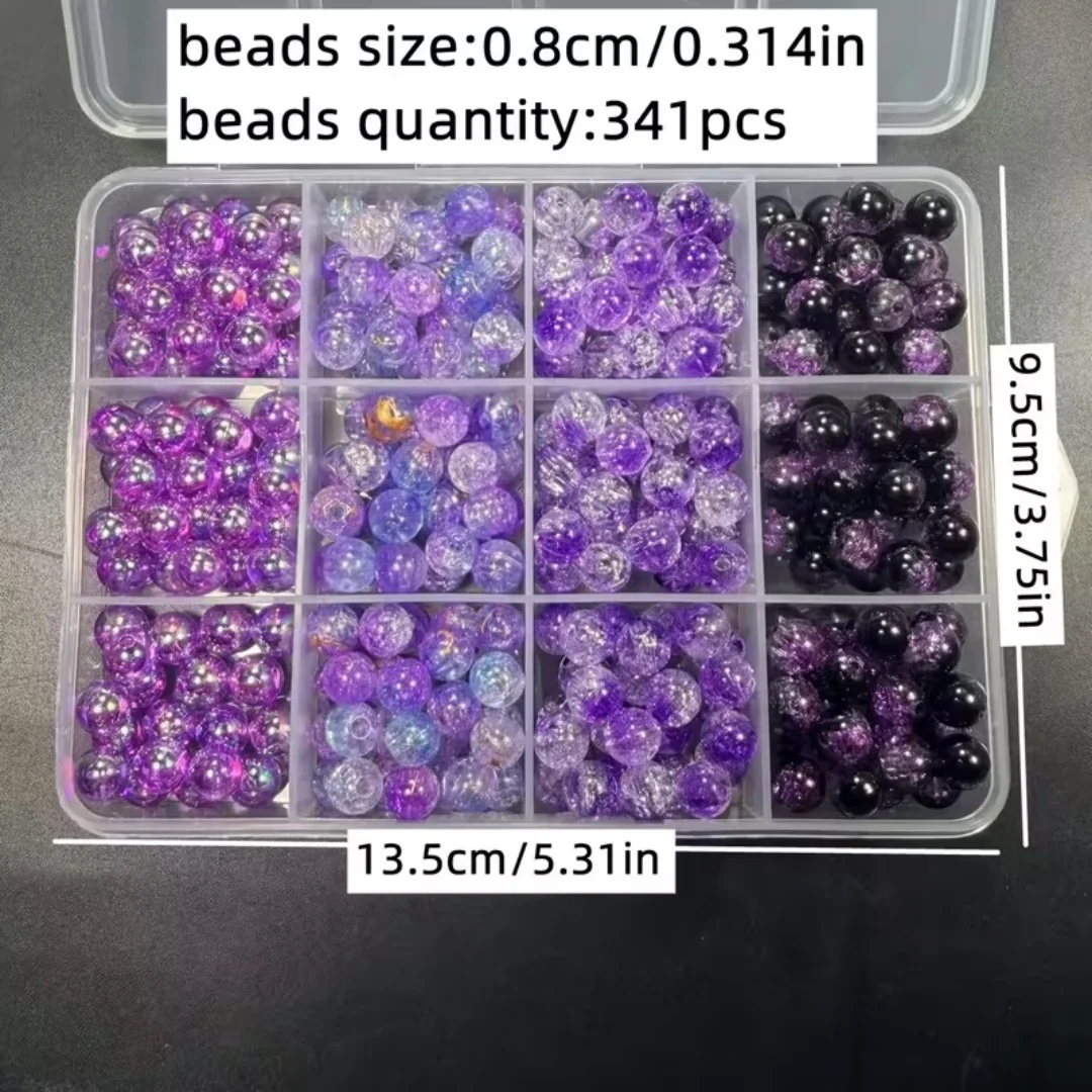 8mm Black Purple Series, Dark Charm Demon, 12 Grid Box Set, Acrylic Beads, Various Styles, DIY Accessories, Hanging Accessories,