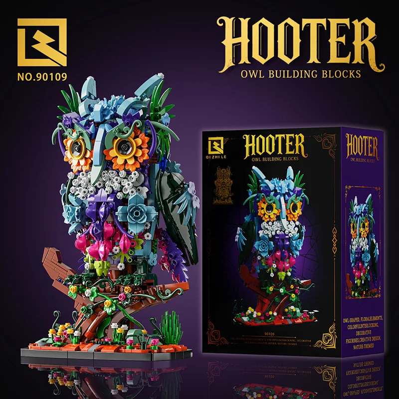 

Mechanical Flowers Owl Model Building Blocks Animal Series Small Particle Assembled Toys Ornaments for Kid Holiday Gift