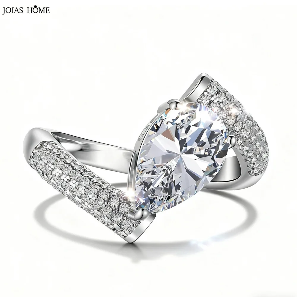 

JH 3-каратное обручальное кольцо с муассанитом для женщин и мужчин, стерлинговое серебро 925 пробы, кольцо-капля, лабораторный драгоценный камень, ювелирные изделия, подарок D VVS1