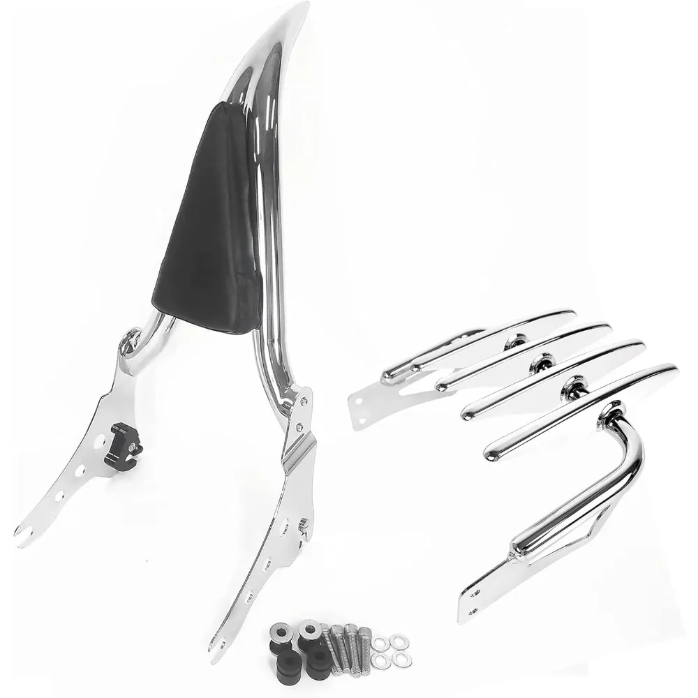

Chrome Sissy Bar & Luggage Rack Backrest for Harley Heritage Classic FLHC Street Bob FXBB 2018-2023, Softail Standard 18-23, Sof