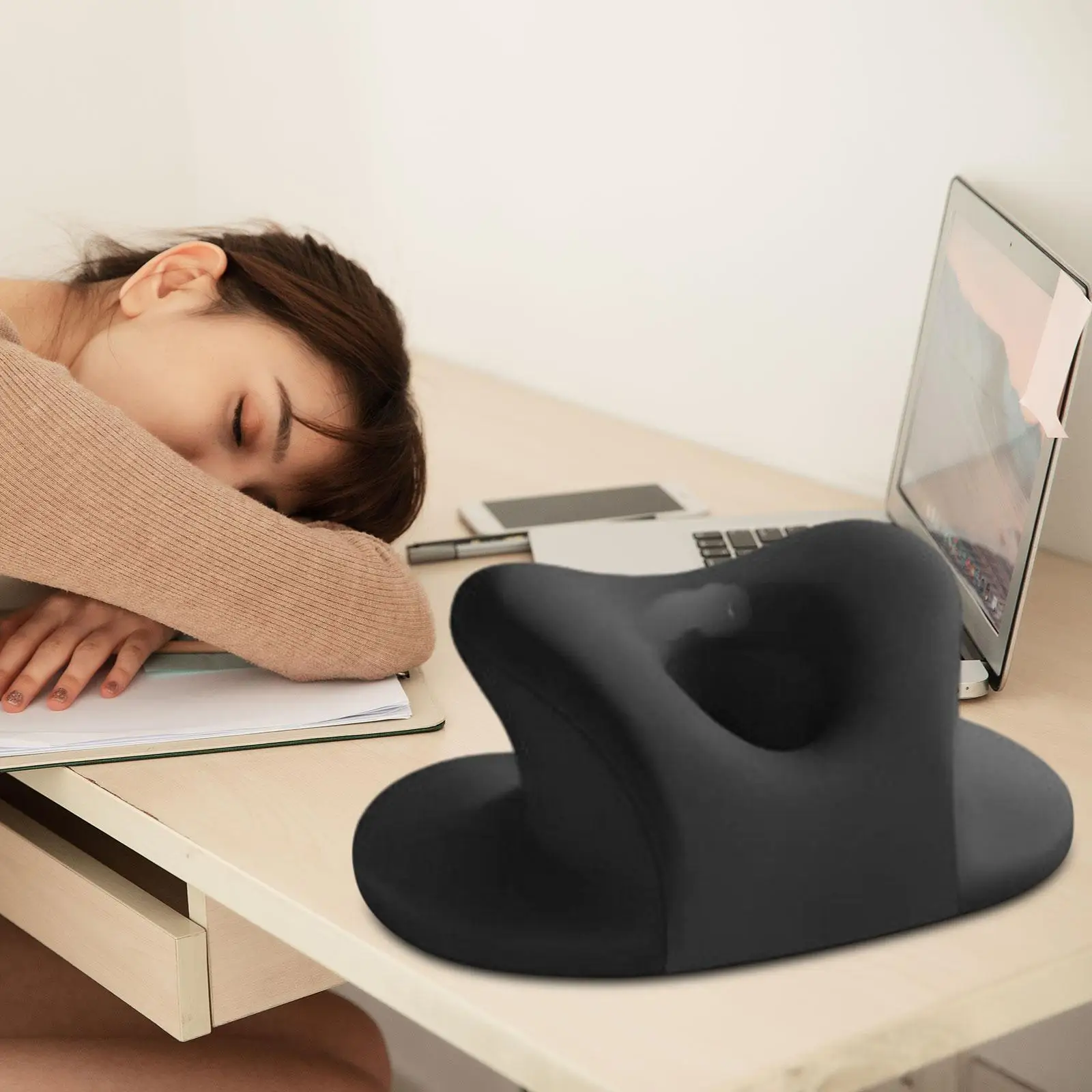 

Memory Foam Travel Neck Pillow Breathable Hole Neck Cushion Head Cushion Multifunction Support Cushion Desk Napping Pillow
