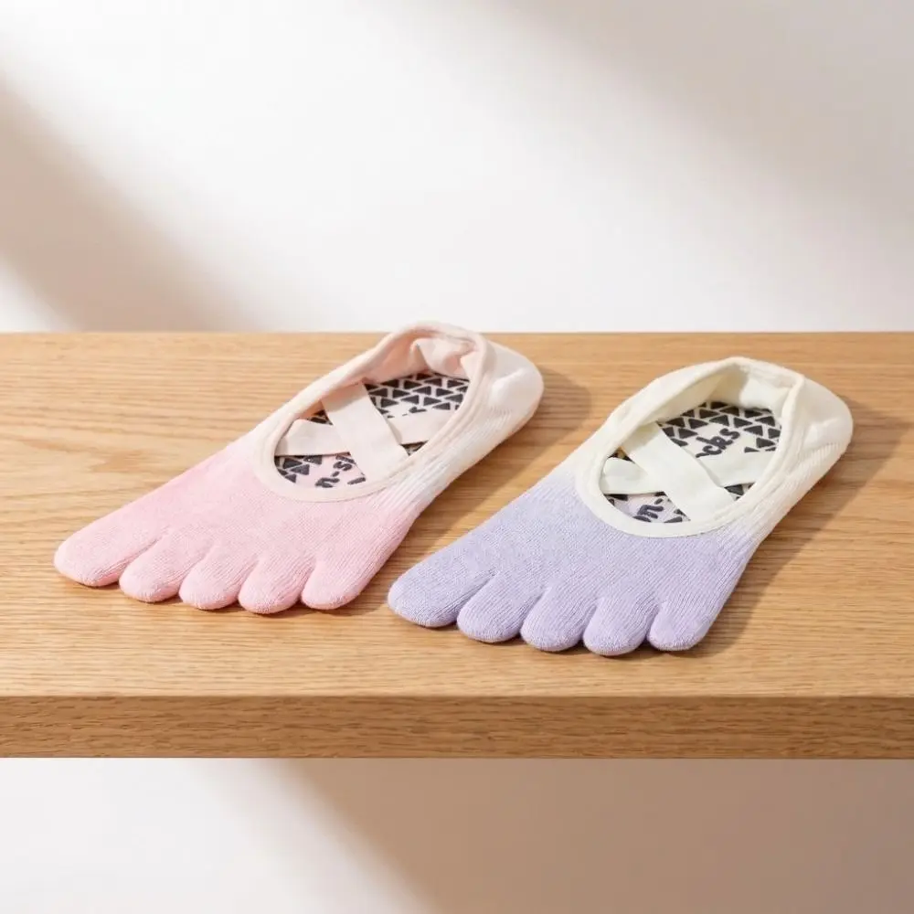 Fashion Anti-Slip Sports Five Finger Socks Split-toed Gradient Color Women Yoga Socks Breathable Low-Cut Yoga Short Hosiery Yoga