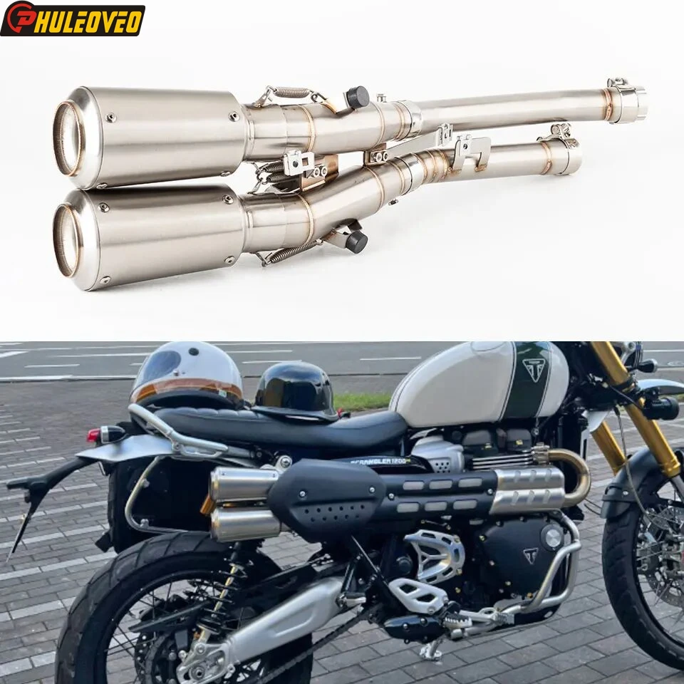 For Triumph Scrambler 1200XC 1200XE 2019-2023 Motorcycle Exhaust Mid Link Pipe Muffler