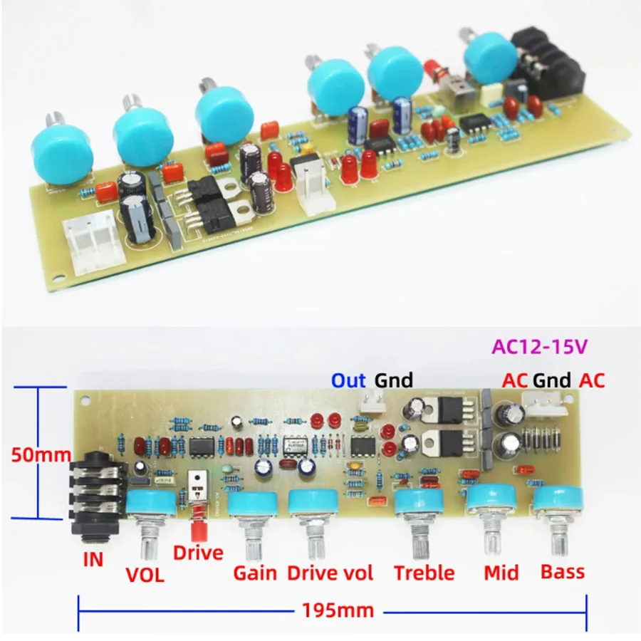 Diy electric guitar speaker front mixing board Driver overload distortion front stage circuit board
