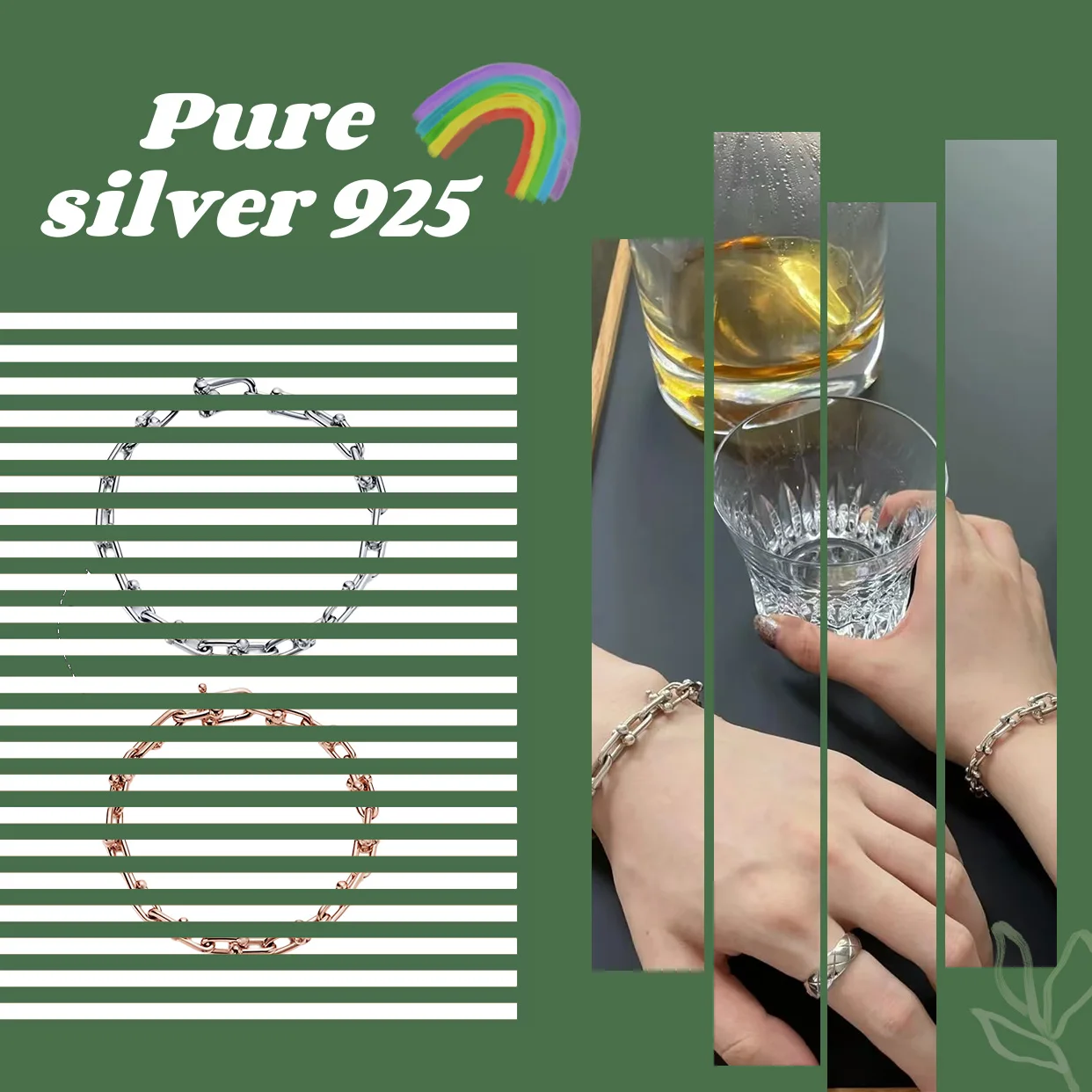 

Fashionable, minimalist and avant-garde U-shaped hollow bracelet S925 neutral bracelet Valentine's Day gift