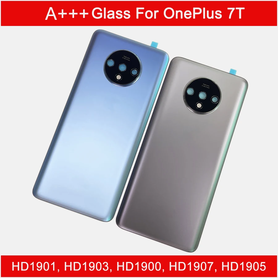 A+++ Gorilla Glass For Oneplus 7T Battery Cover Back Rear Door Housing For Oneplus7t 1+7T Back Frame Glass With Camera Lens