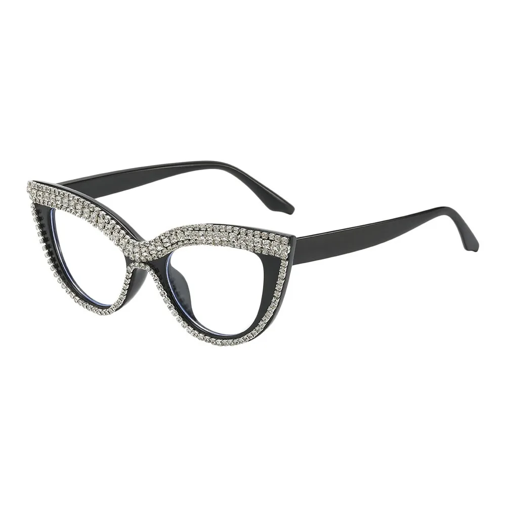 

Portable Rhinestone Reading Glasses Vintage Eye Protection Hyperopia Glasses Square Luxury Presbyopia Eyeglasses for Women