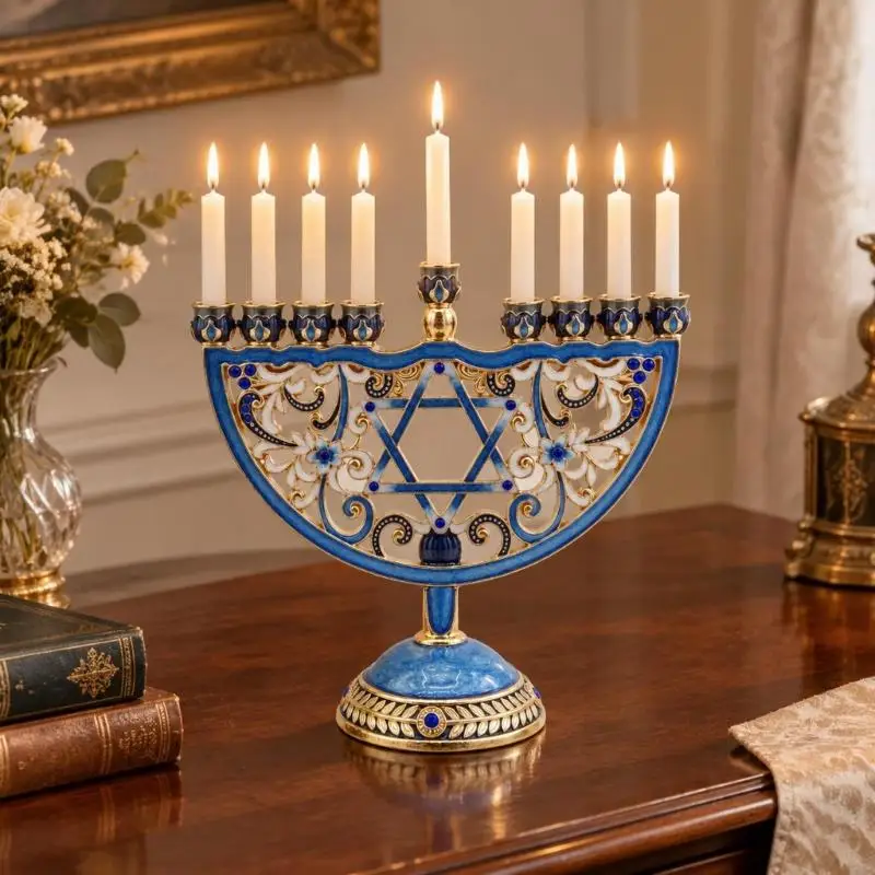 Hanukkah Candelabra Holders 9 Branch Metal Menorah Elegant Jewish Stand for Festives Centerpieces Decoration Y5GB