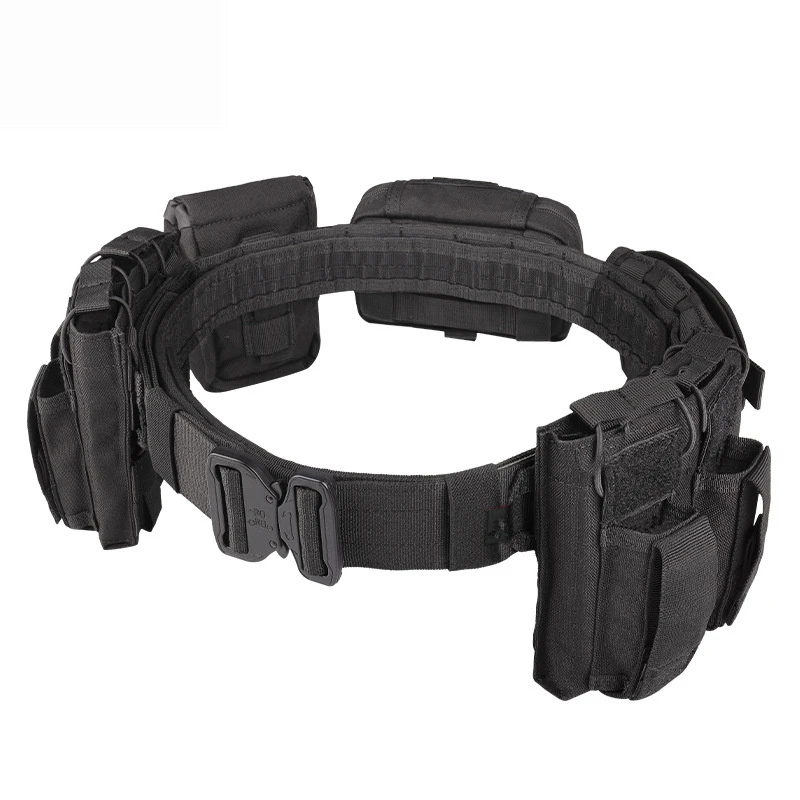 Yakeda Tactical Battle Belt 7 in 1 Airsoft Utility, 1000D Nylon Tactical Duty Belt with Mag Pouch Bag