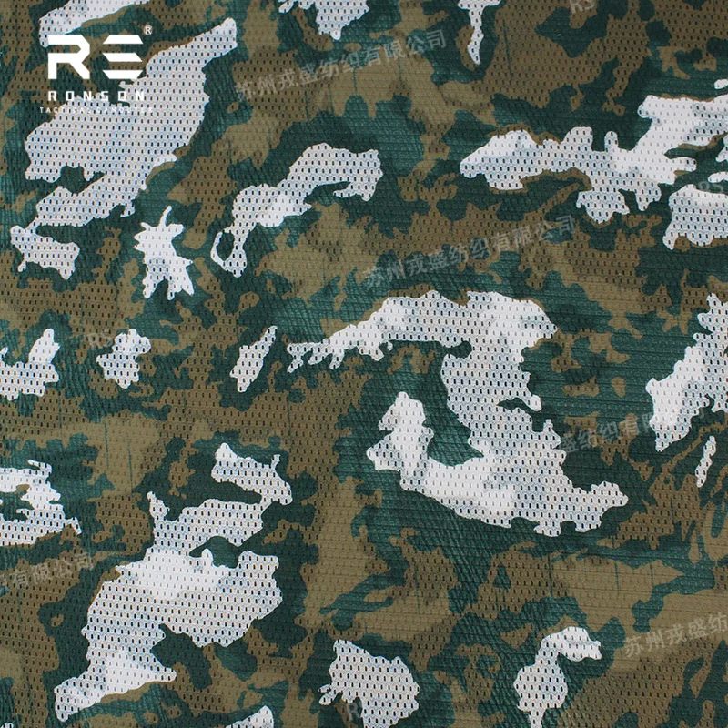 

RED DAWN Camouflage Double Sided Printed Mesh Fabric 120gsm Light Weight Knitted 100% Polyester Fabric for Face Mask and Scarf