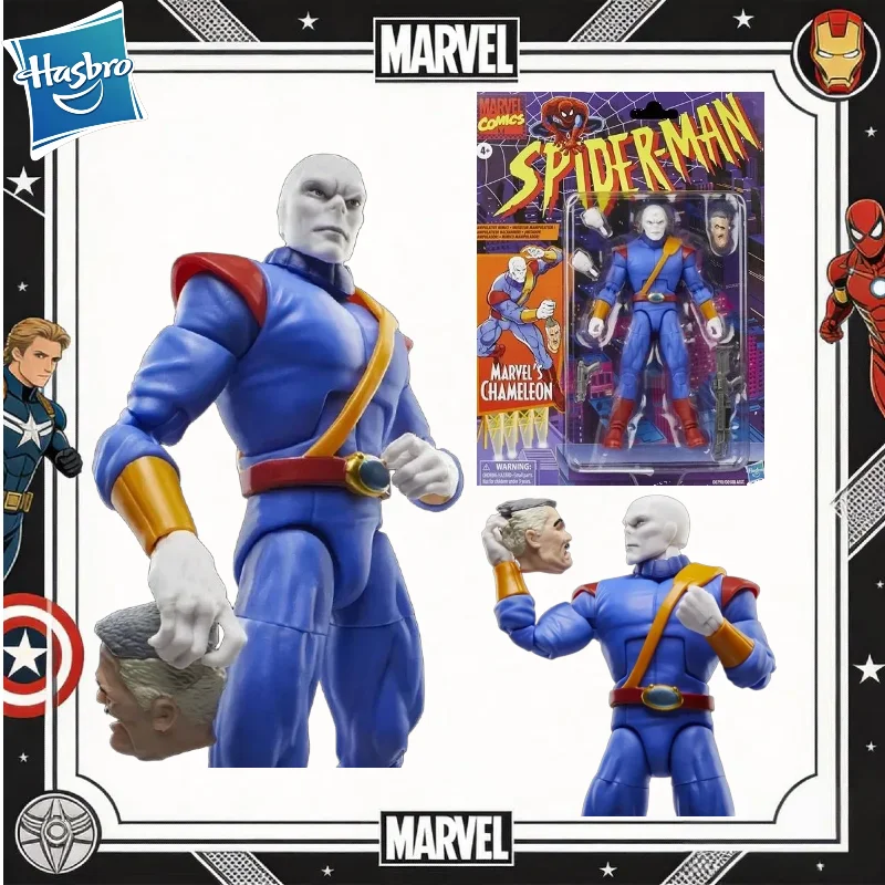 【in-stock】hasbro-marvel-legends-retro-spider-man-marvel's-chameleon-6-action-figure-100-original-collectible-toy-gift