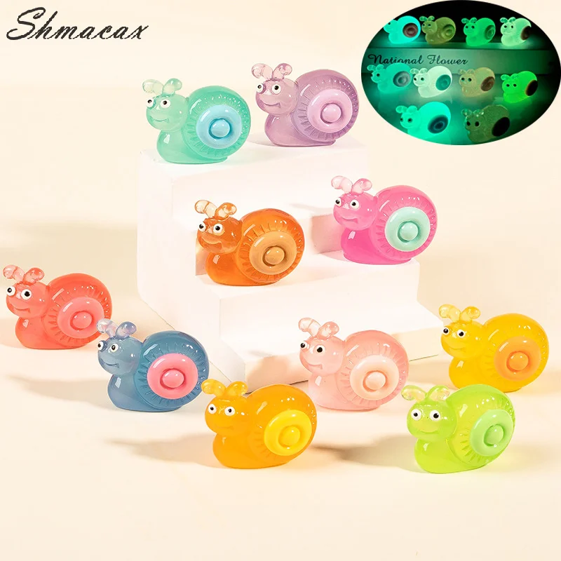 Luminous 3D Cartoon Snail DIY Accessories Cream Glue Keychain Pendant Micro Landscape Doll House Toy