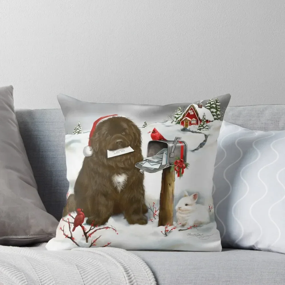 

Christmas Brown Newfie Throw Pillow luxury decor covers for pillows pillow