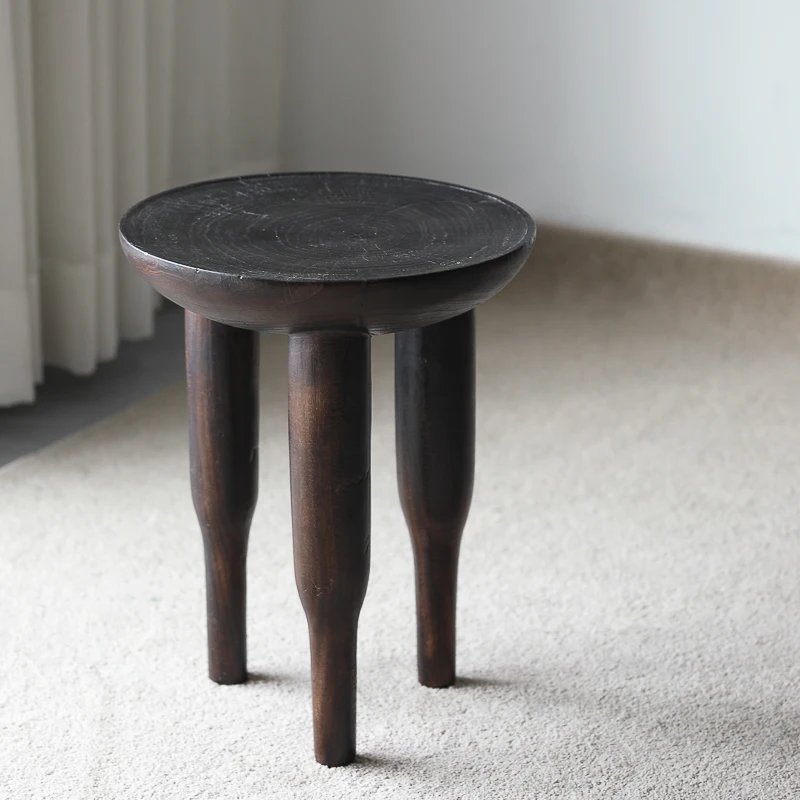 Upcycled Metal Stool - Artisan Welded Iron Base with Hand-Painted Ceramic, Industrial Vintage Footrest for Modern Interior