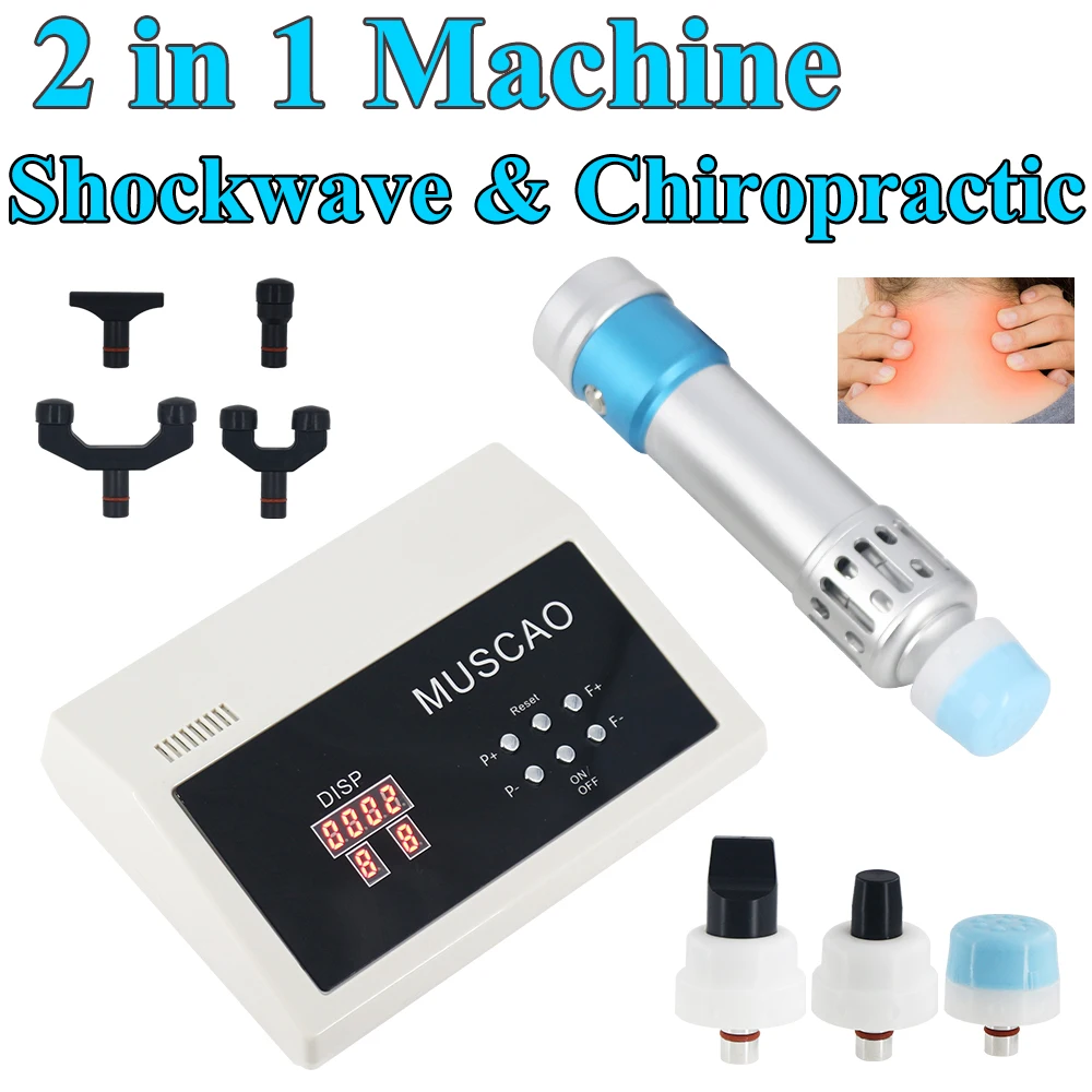 2in1 Shockwave Therapy Machine ED Treatment Pain Relief Shock Wave Physiotherapy Device Chiropractic Tools Shoulder Neck Massage