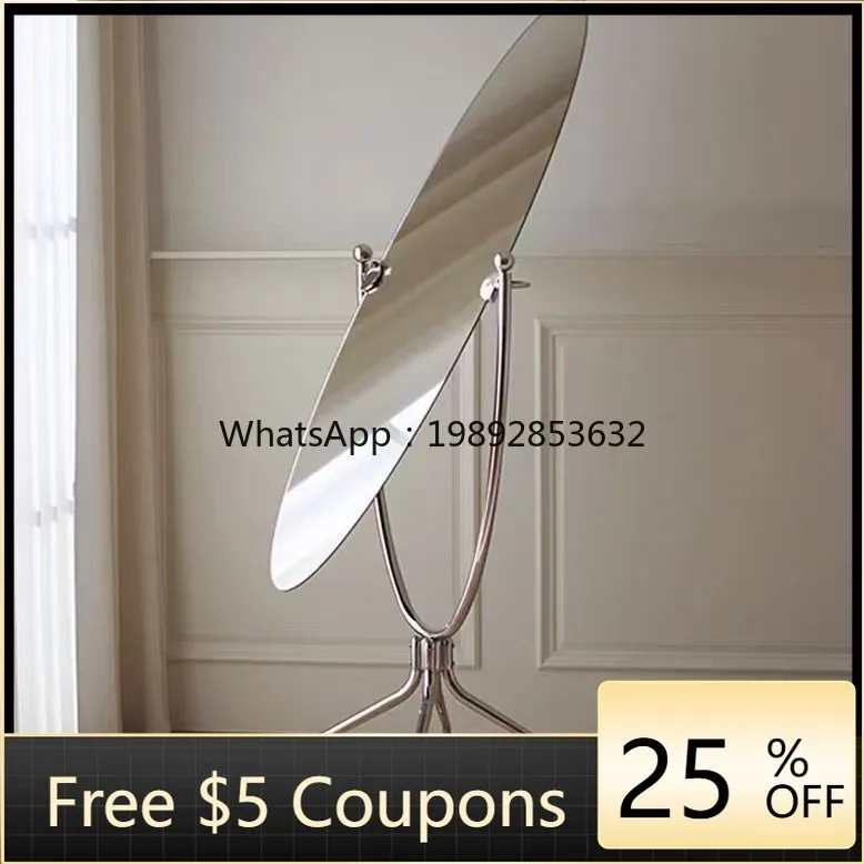 

LYY Stainless Steel Mobile Vintage Floor-standing Clothing Store Trendy Fitting Mirror Surfboard