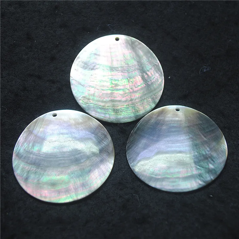 3PCS NEW Black Seawater Shell Pendants Round Shape Salt Mother Of Pearl Size 30MM 40MM  50MM 60MM 65MM 70MM 80MM DIY Jewelry Fin