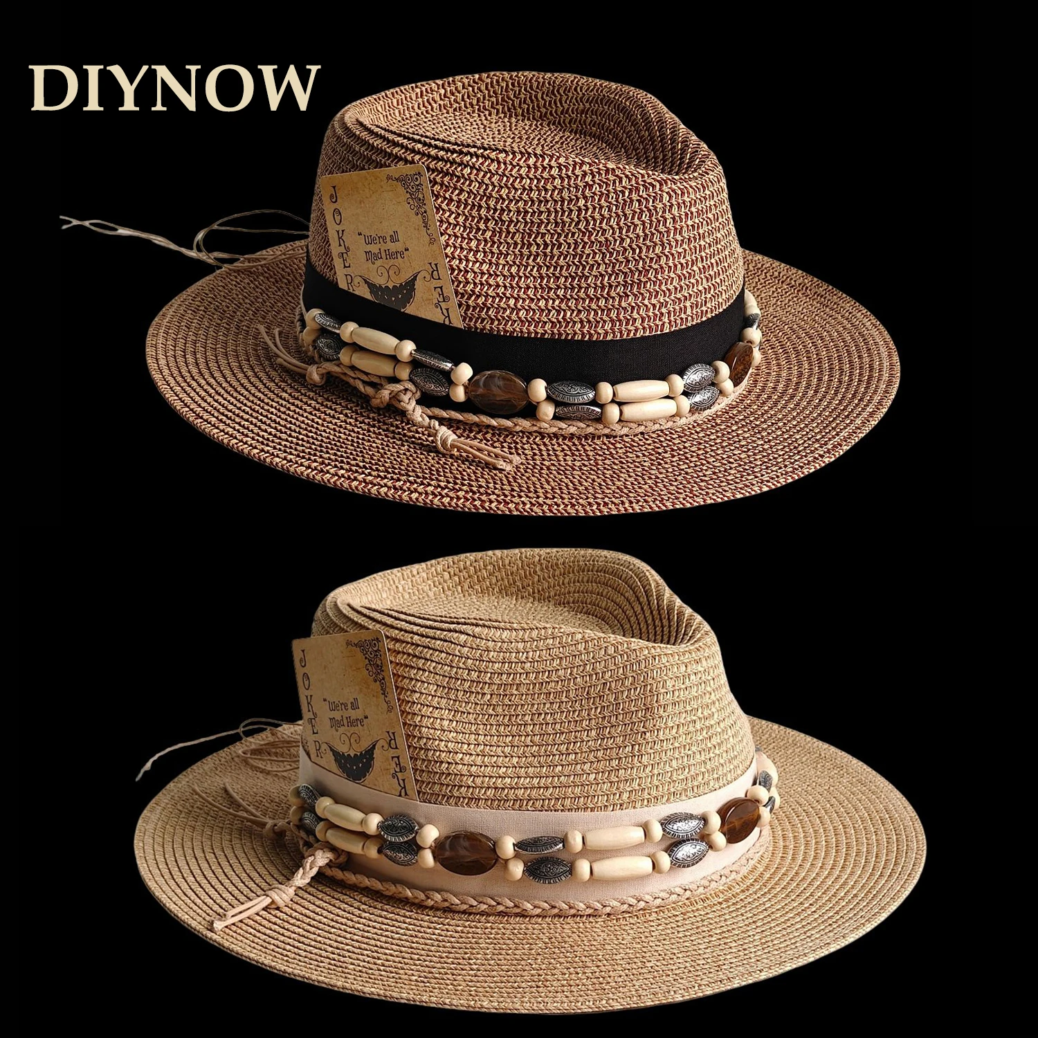 Nuevo Sombrero Fedora de Paja Tejida para Hombre 2026, Sombrero Panamá de Ala Ancha para Verano y Playa, Accesorio Temático de Cartas de Póker
