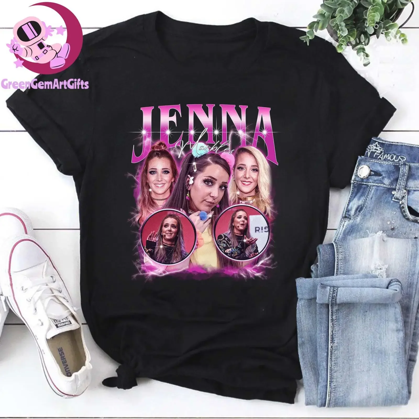 Jenna Marbles Retro Bootleg T Shirt 2000s Nostalgic YouTube Queen Fan Tribute for Fans Creators vintage Washed designer clothes