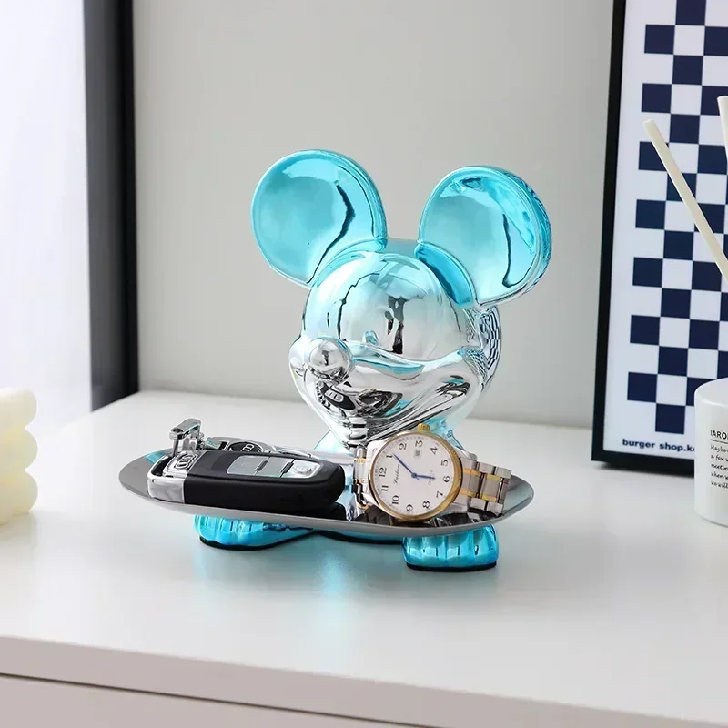 

2024 Disney Mickey Tray Cute Tv Cabinet Decoration Home Entrance Cartoon Key Storage Electroplated Decorative Gifts