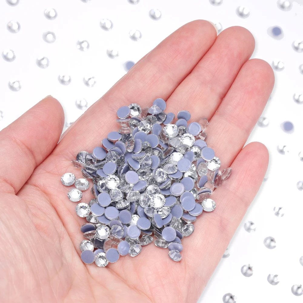 SS6-SS30 Größen Hotfix Strasssteine Superhelles Glas Strass Eisen auf Kristall für Nail Art Kleidungsstück Stoffdekorationen – Detail 5
