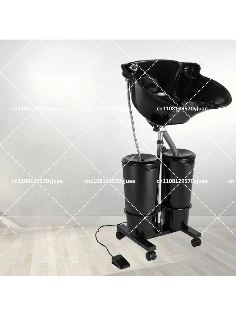 Portable Double Bucket Shampoo Basin with Water Pump for Hair Salon, Movable Salon Sink Basin