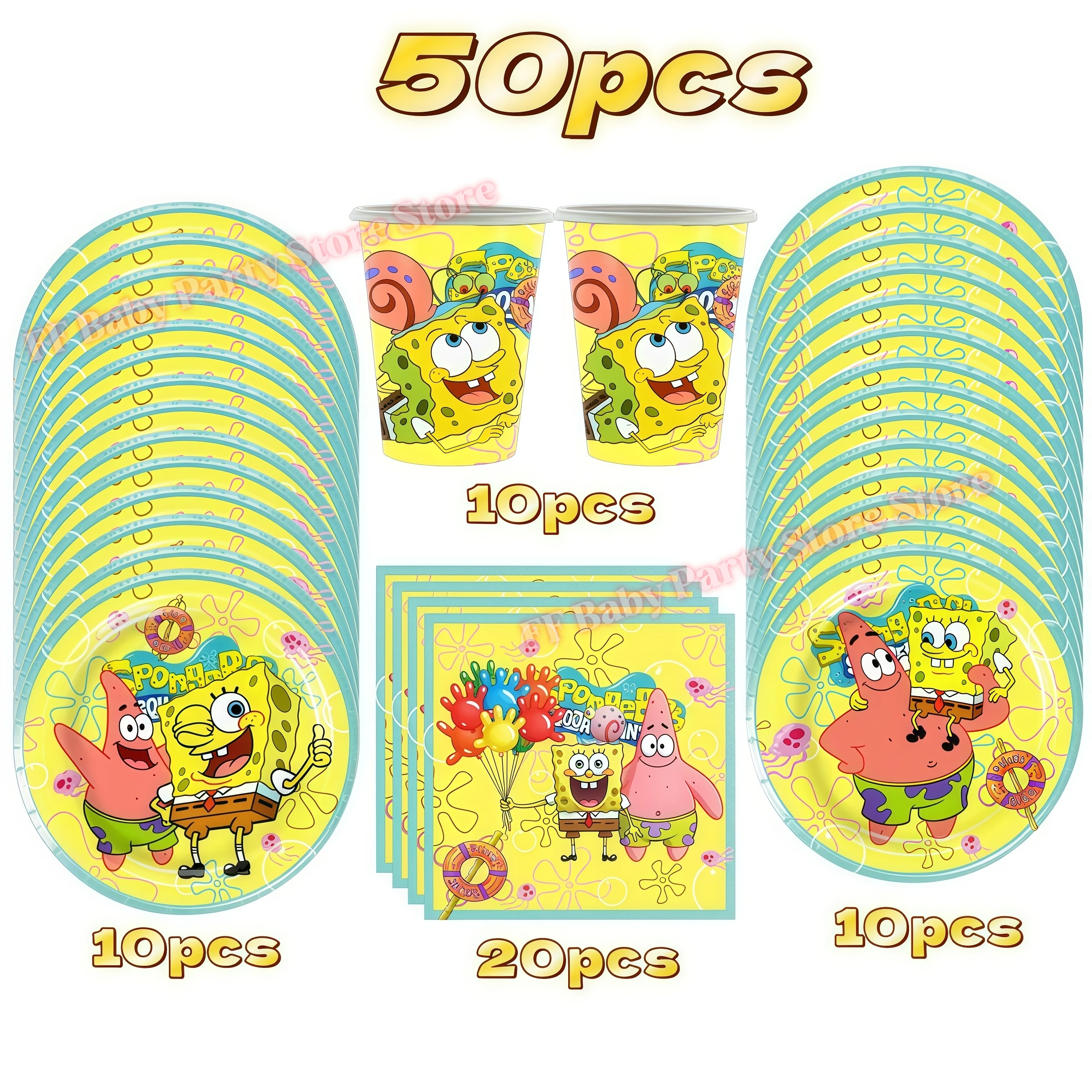 SpongeBob Geburtstagsparty Dekoration Hintergrund Tortendekoration Becher Ballons für Kinderparty Gastgeschenk Babyparty Zubehör – Detail 25